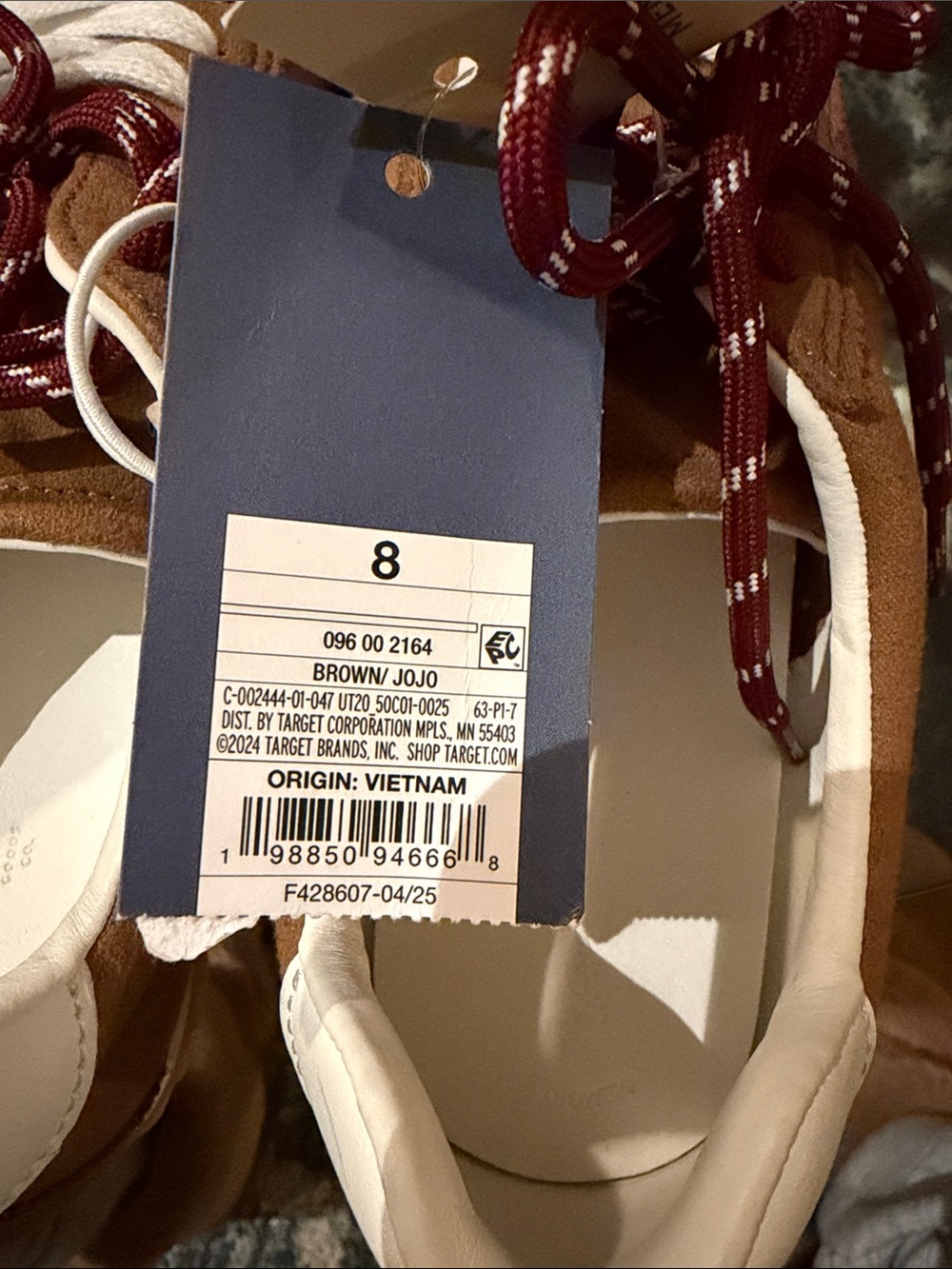 Universal Thread Tan Suede Sneakers with White and Burgundy Laces - Picture 2 of 4